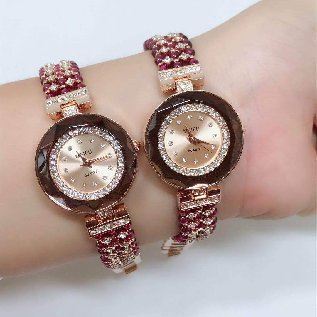 天然石榴石手表女士时尚手链深度防水表电子机芯手表石英表韩版