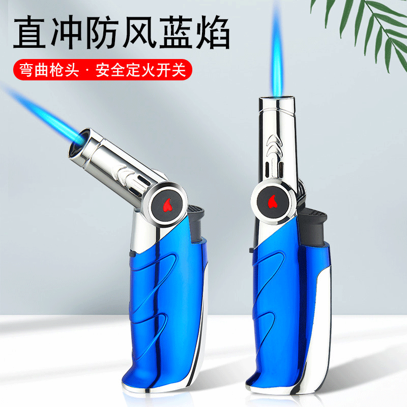 Blue Flame Direct Punching Windproof Burning Torch Adjustable Gun Head Fire Spray Gun Outdoor Barbecue Baking Charcoal Igniter