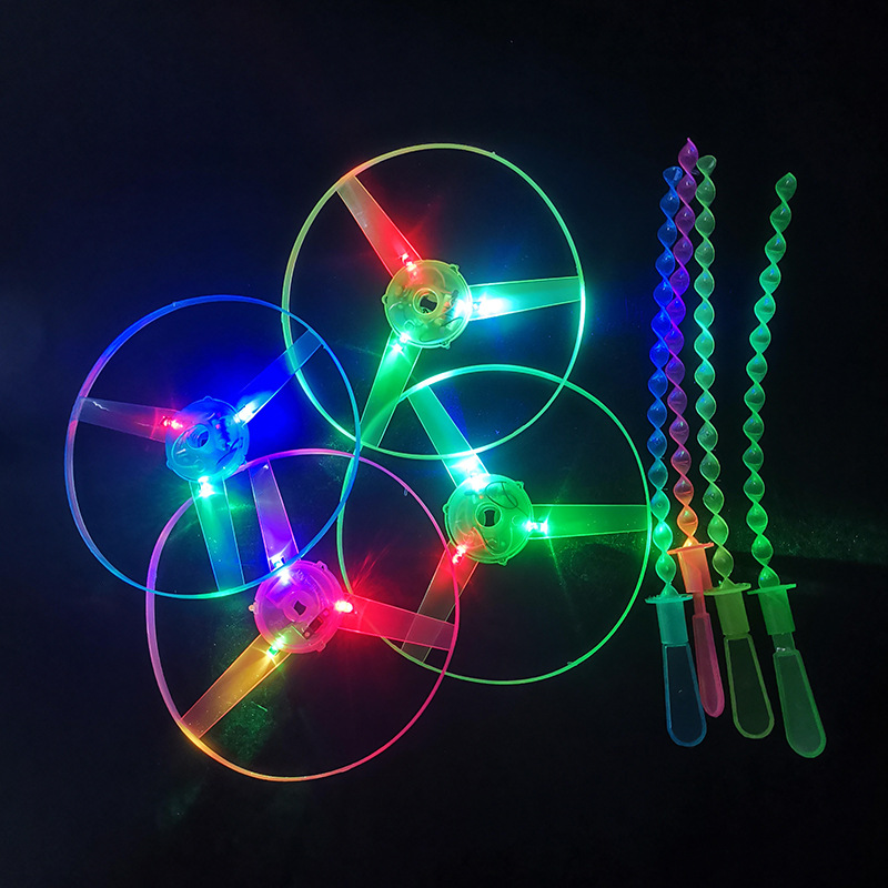 Luminous Hand Push Flying Saucer Sky Dancers Luminous Outdoor Aircraft Flash Stall Square New Wholesale Factory