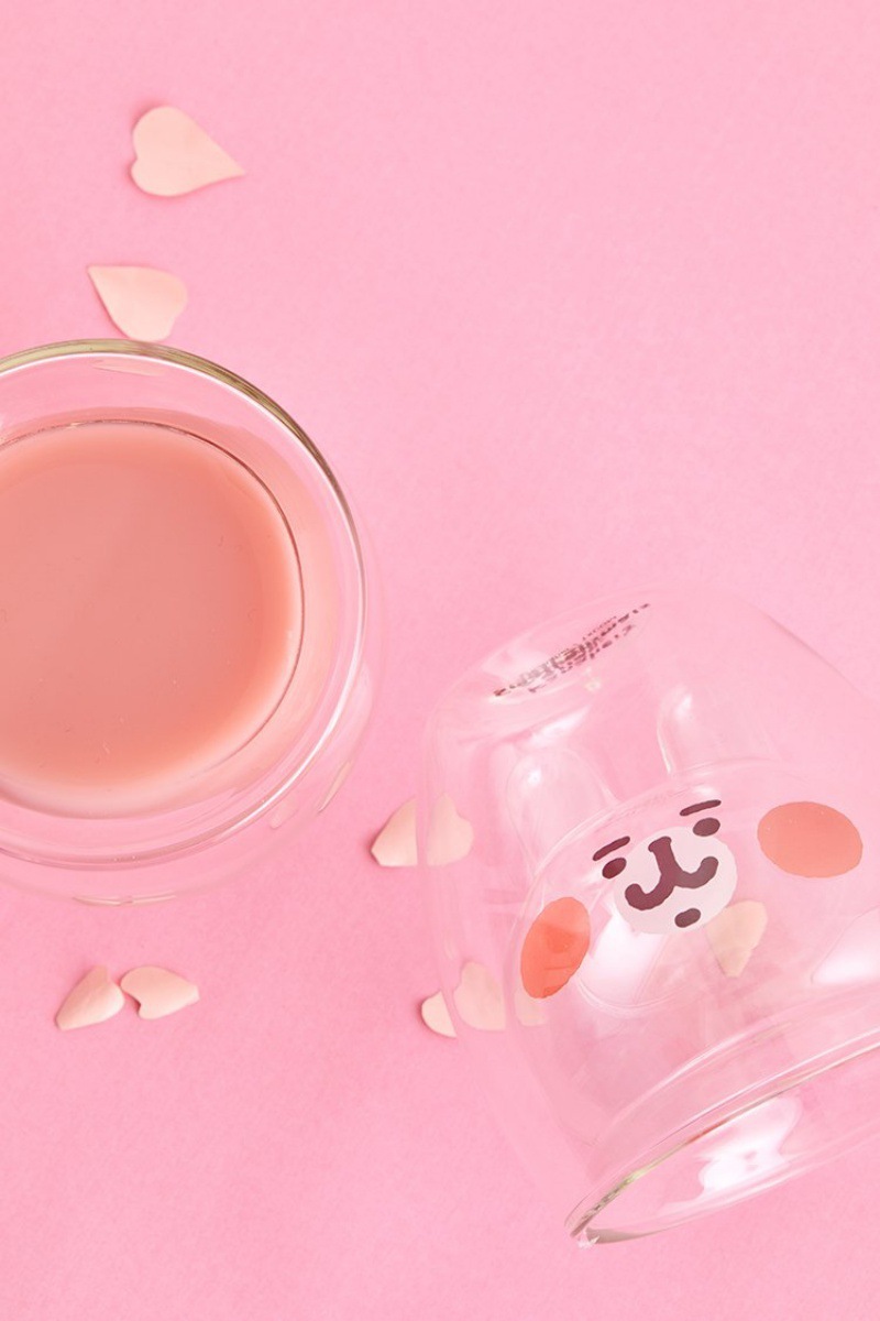 耐热玻璃双层杯 日系创意可爱粉色兔兔玻璃杯 早餐牛奶杯水杯子