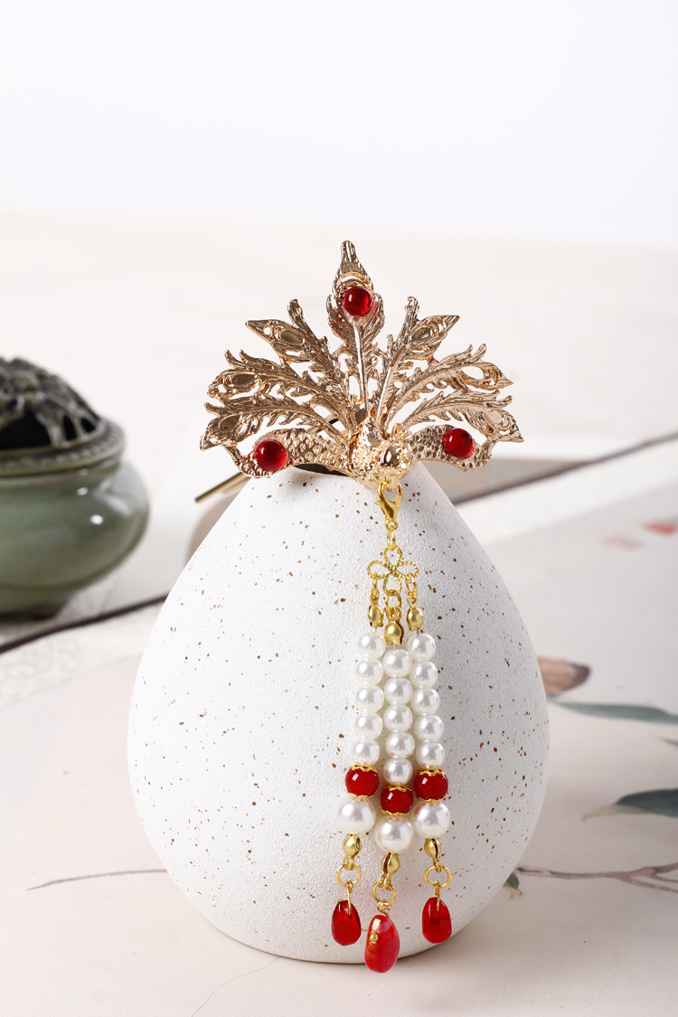 步摇发冠一套【半夏】仙鹤汉服头饰套装流苏发钗古装配饰古风发饰