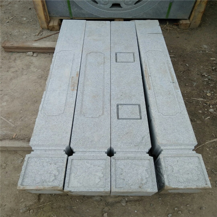 芝麻白石柱栏杆铁链栏杆河堤围挡石