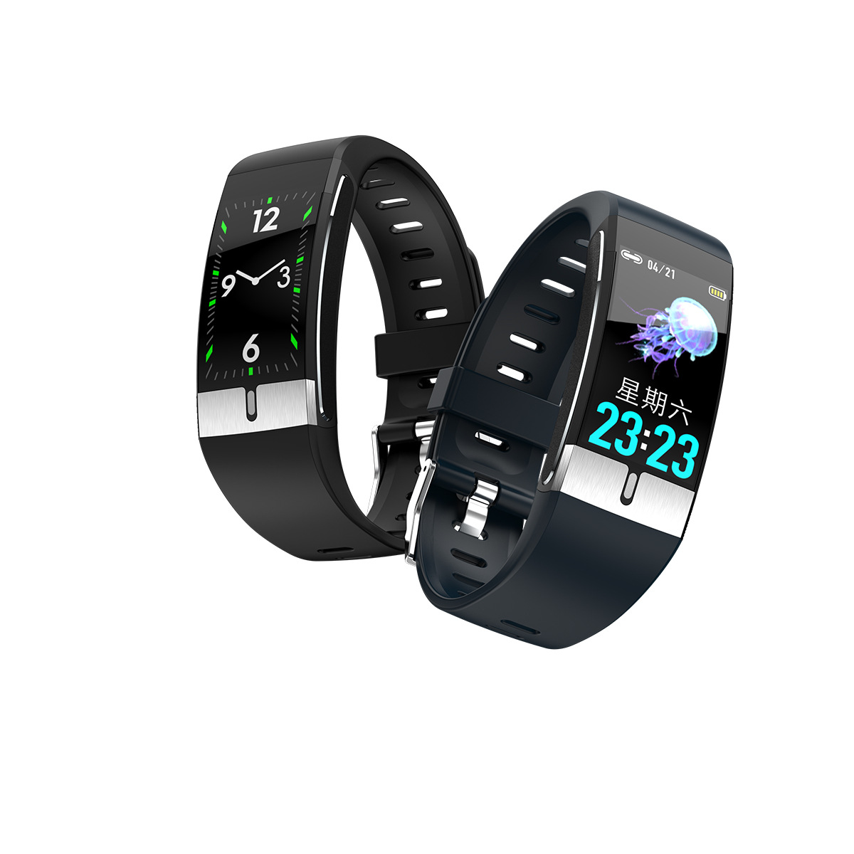 e66彩屏智能手环血压心率实时检测ecg ppg心电体温关爱运动手表