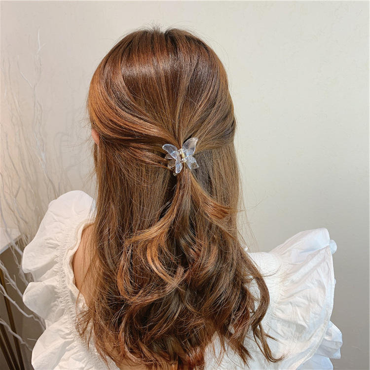 蝴蝶简约发卡网红少女韩国ins风后脑勺发夹可爱边夹发饰抓夹顶夹