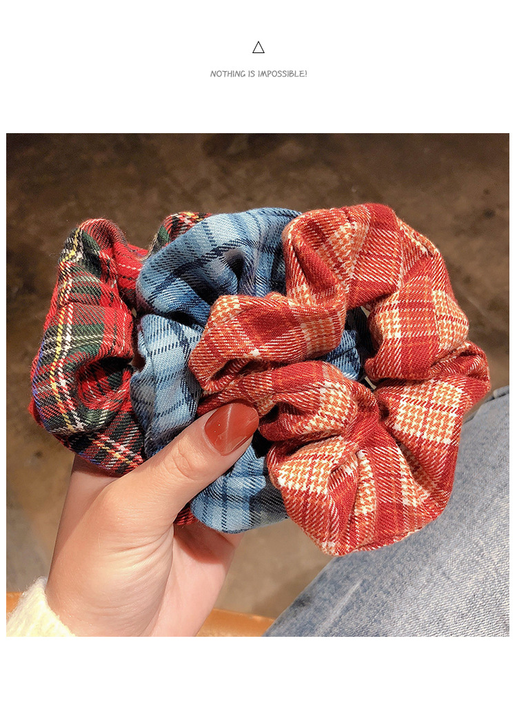 格子猪大肠发圈网红复古大肠圈马尾橡皮筋头绳韩版扎头发绳女发饰