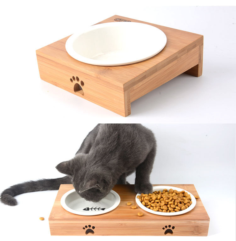 喵喵酱猫食盆猫碗猫咪用品木架陶瓷猫饭盆多省包邮一件代发招分销