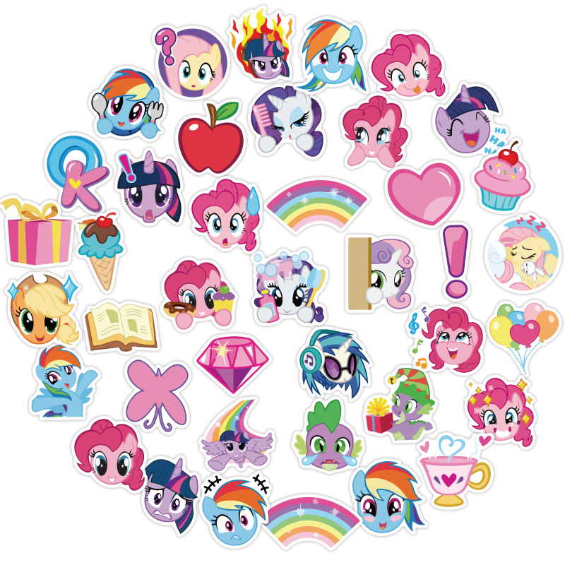 小马宝俐贴纸 彩虹小马贴画卡通手账素材 手机壳水杯女孩手帐贴纸