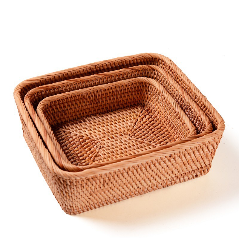 Vietnam Rattan Storage Basket Ins Fruit Basket Fruit Plate Living Room Home Coffee Table Snack Storage Box Candy Basket