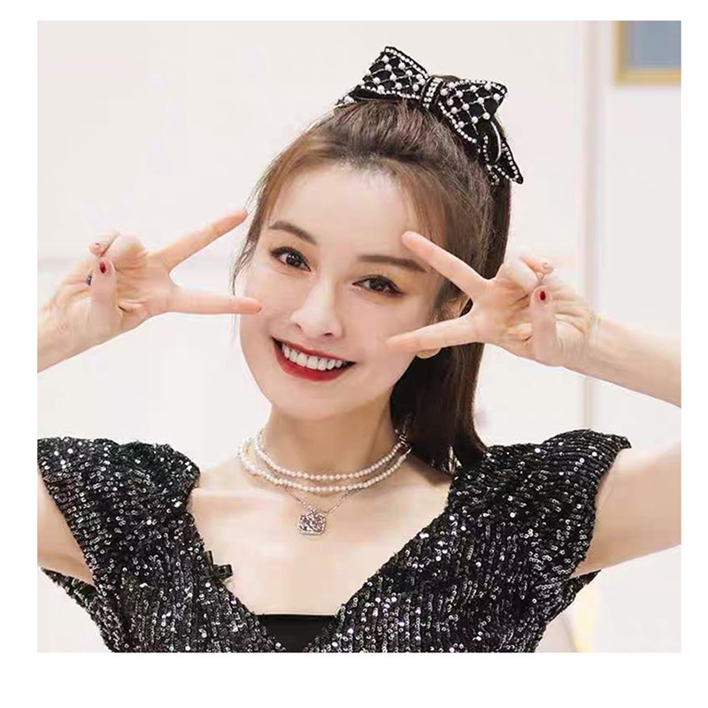 明星lisa同款发夹复古手工串珠蝴蝶结发卡夹子后脑勺顶夹发饰品女