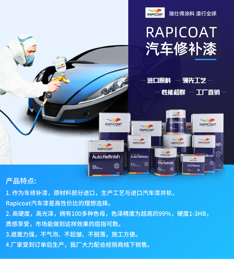 汽车漆辅料清漆 整车喷漆修复抗划痕透明亮光高光金油 中浓罩光漆
