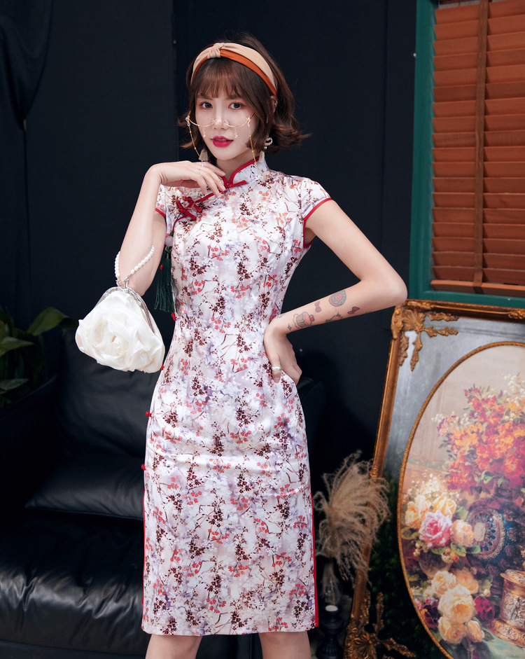 2020春夏装旗袍连衣裙新款年轻款少女新式日常短款旗袍裙女子无袖