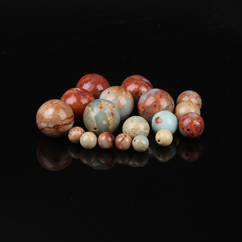 保真寿山石散珠圆珠长链隔珠子手串手链diy星月菩提配饰搭配