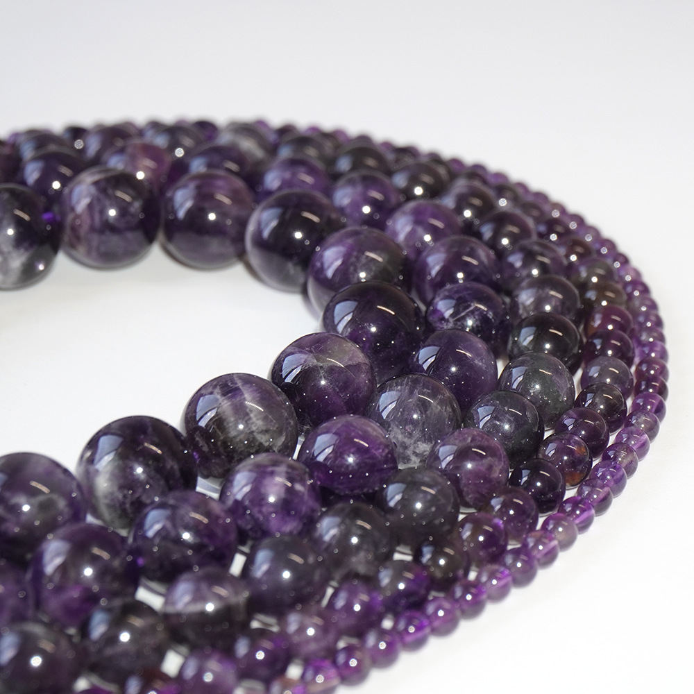 厂家直销紫水晶散珠 珠子珠串diy手工手链项链饰品配件