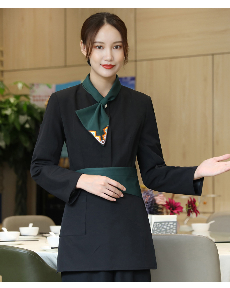 酒店服务员工作服长袖饭店餐饮火锅店中餐厅服务员工作服秋冬装女