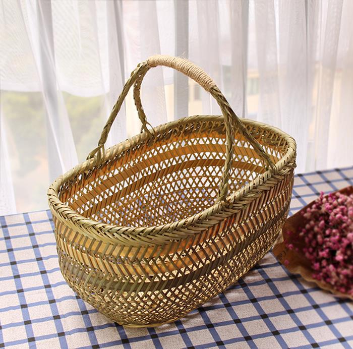 家用竹篮手提买菜篮子竹编制品厨房放鸡蛋藤编手工编织水果收纳筐