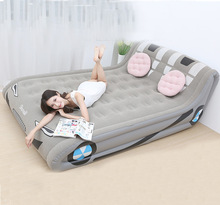 外贸工厂生产环保PVC充气床植绒加厚双人充气床垫 靠背户外气垫床