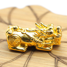 纯铜电镀藏银貔貅直孔可穿线金色貔貅 编绳制作手链材料饰品配件