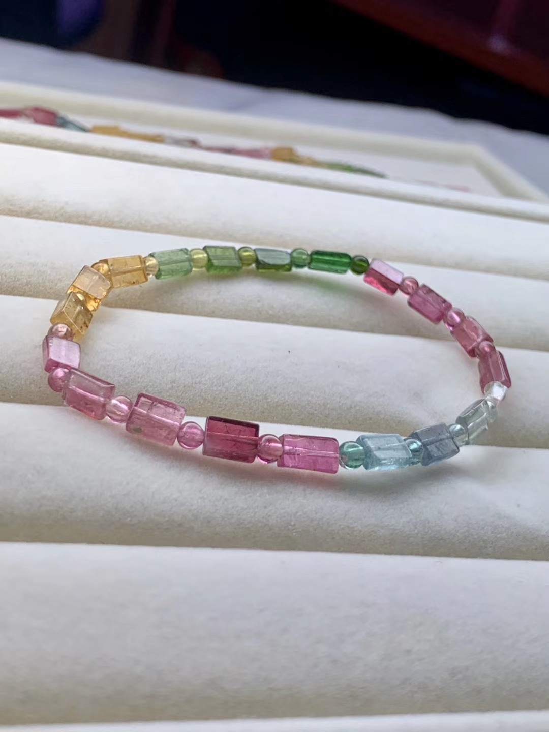 可塘珠宝厂家天然碧玺长方形手链女款百搭碧玺玻璃体饰品手串