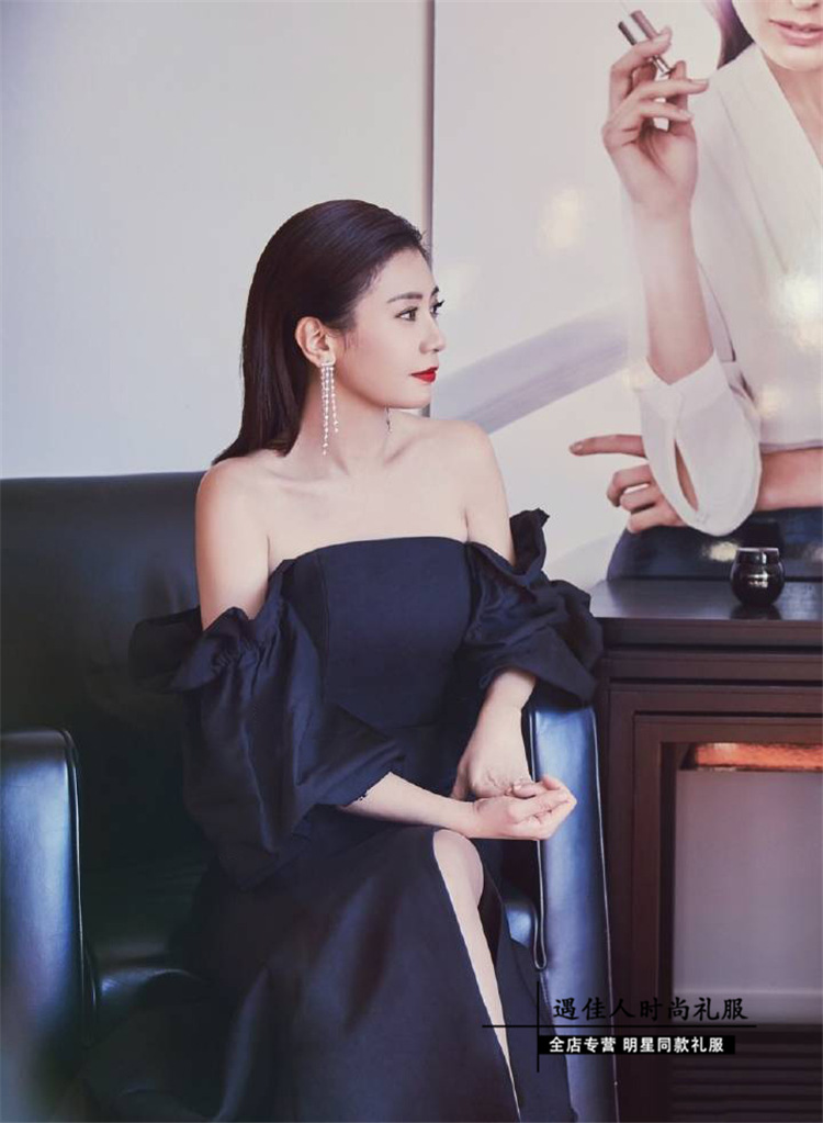 优雅礼服女黑色抹胸时尚晚宴会春季端庄大气名媛奢华性感礼服