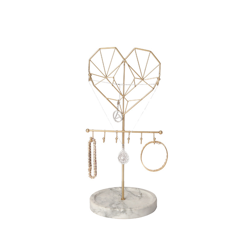 Nordic Ins Tree-Shaped Iron Tray Jewelry Rack Marble Base Branch Jewelry Pendant Display Stand