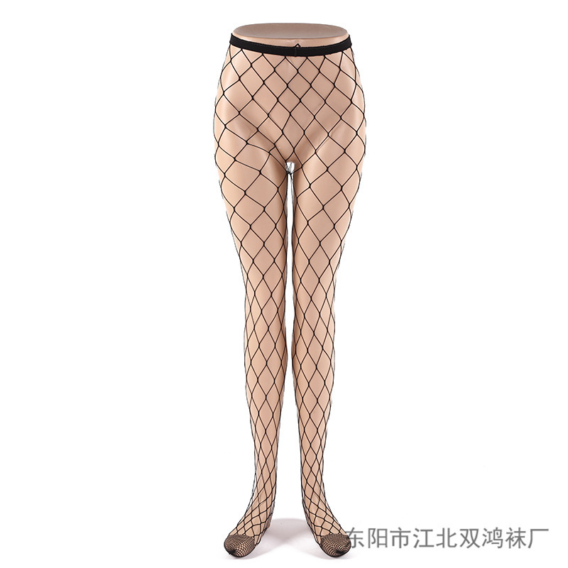 AliExpress Amazon Sources Black Plaid Sexy Seduction Large Mesh Pantyhose Anti-Snagging Fishnet Stockings