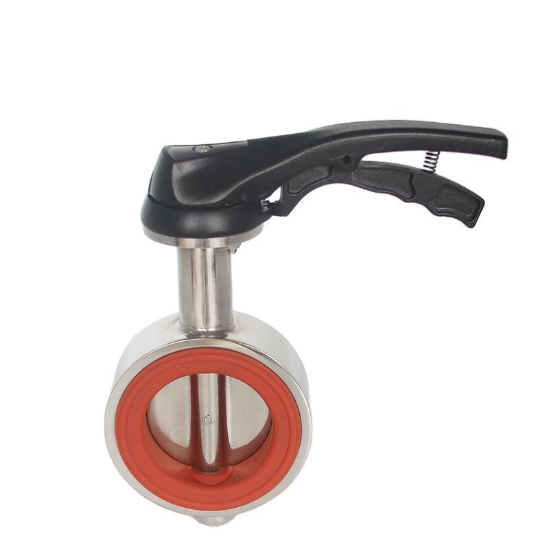 鸭嘴式对夹蝶阀卫生级304不锈钢镜面抛光手动对夹蝶阀鸭嘴手柄式