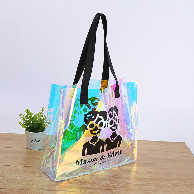 热销pvc袋炫彩幻彩镭射袋时尚精美手提袋化妆品包装袋可加印logo