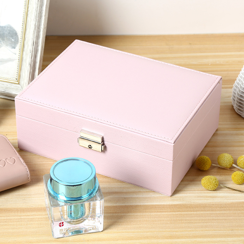 Double Layer Jewelry Storage Box Wholesale Spot with Lock Jewelry Box Princess European Korean Wooden Jewelry Box