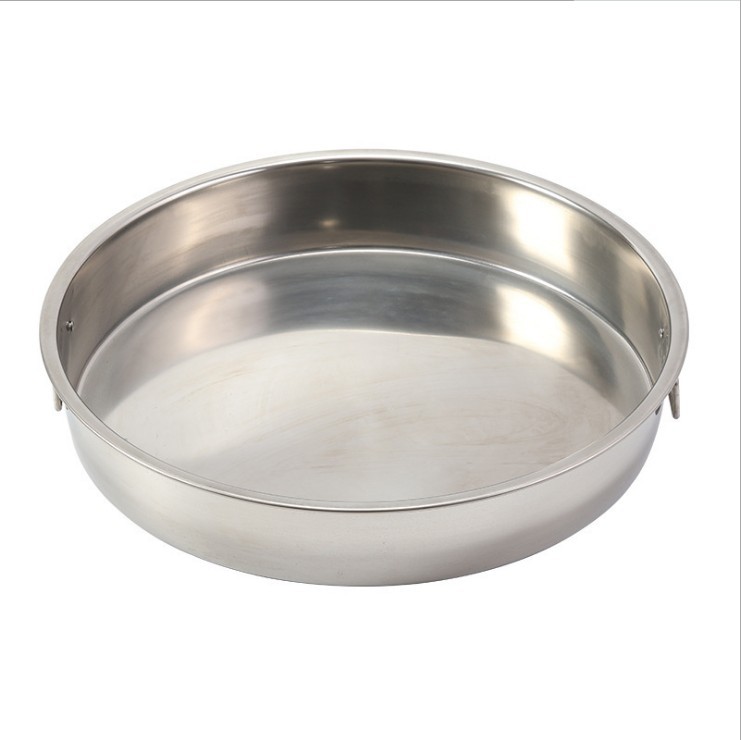 不锈钢圆形托盆 双耳平底圆盆熟食点心蛋糕盆不锈钢圆饭盆拉伸