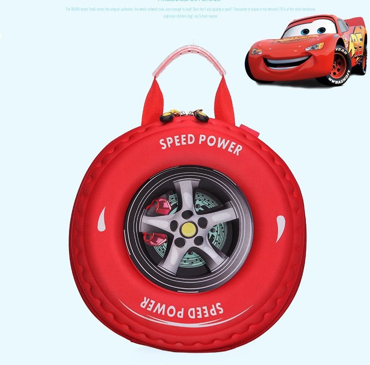 New Children's Backpack Girl's and Boy's 3D Car Tire School Bag Kindergarten Messenger Bag Cartoon Schoolbag