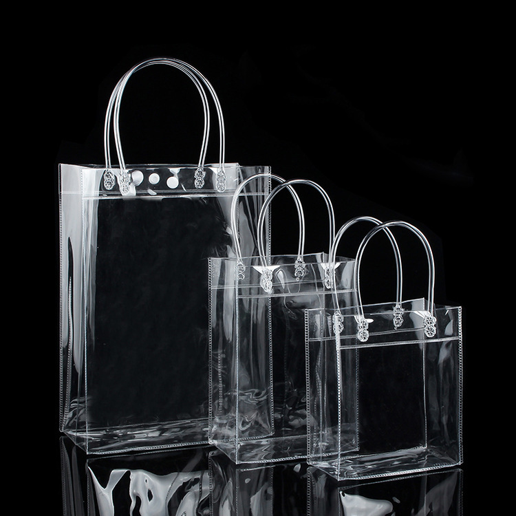 现货PP塑料手提袋磨砂pvc透明礼品包装袋服装伴手礼广告购物袋子