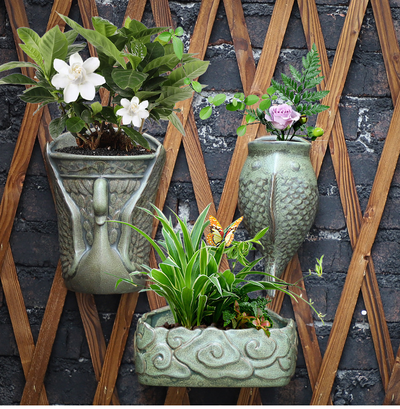 壁挂水培创意绿萝绿植花盆挂壁挂墙壁挂式圆形装饰中国风个性花盆