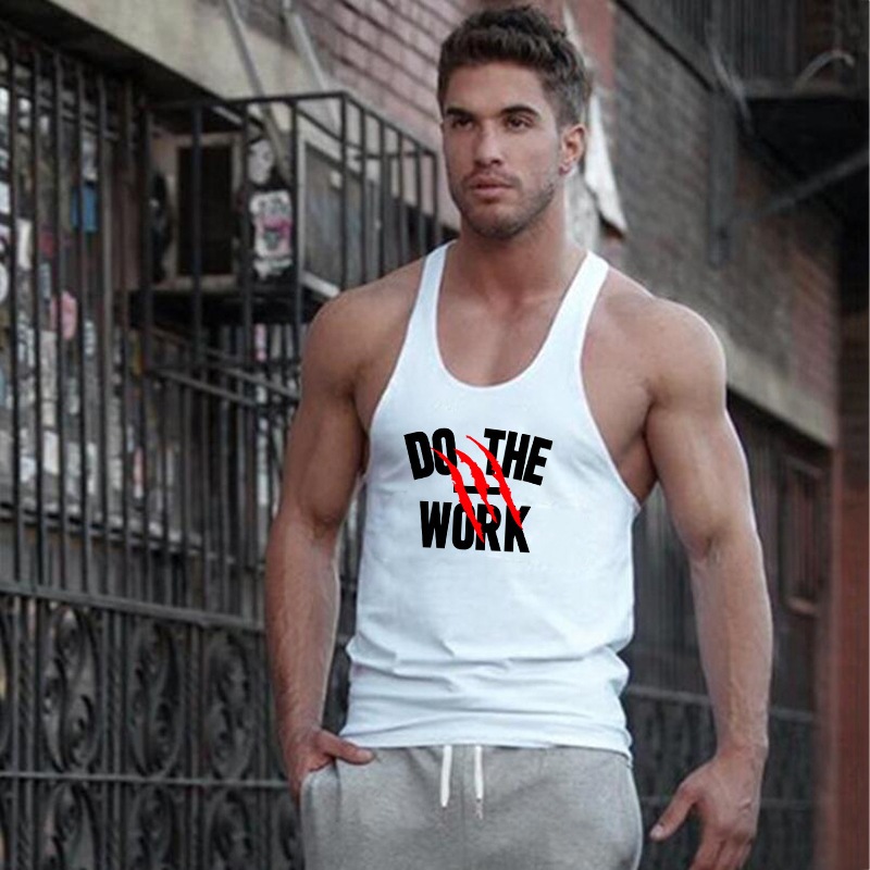 do the work欧美肌肉男健身背心男gym tank top健美运动工字背心
