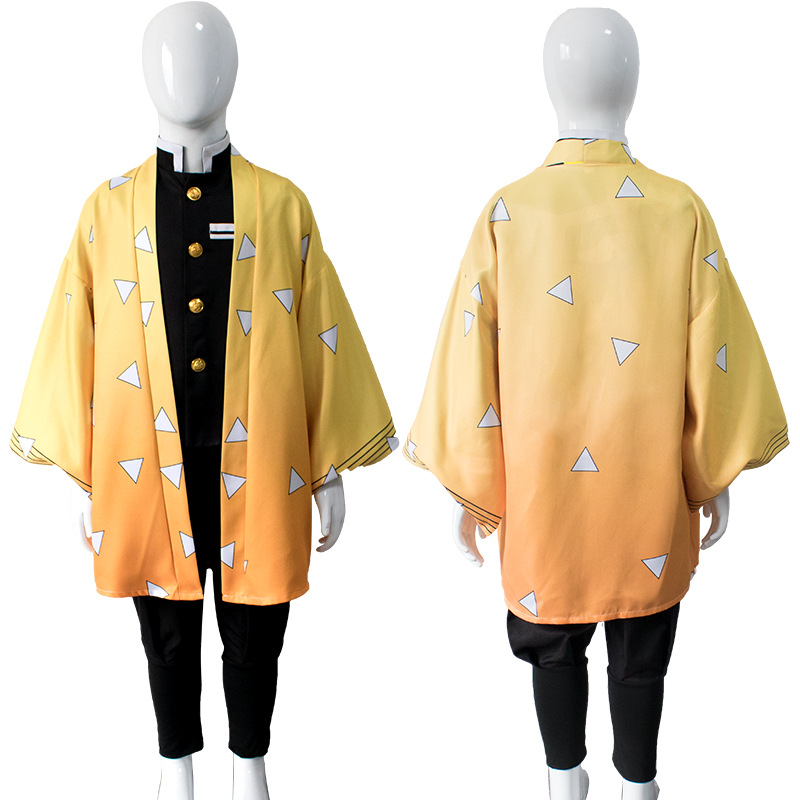 万圣节鬼灭之刃cos服 鬼杀队队服我妻善逸儿童版cosplay服装