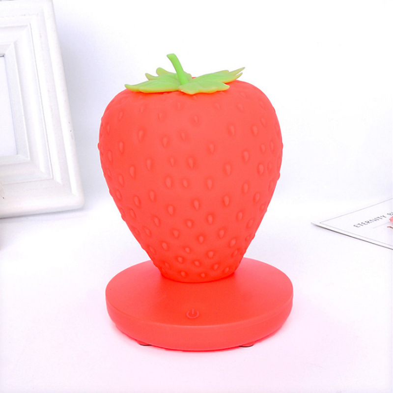 Creative Strawberry Shape Small Night Lamp New Usb Rechargeable Bedroom Ambience Light New Exotic Led Decorative Table Lamp