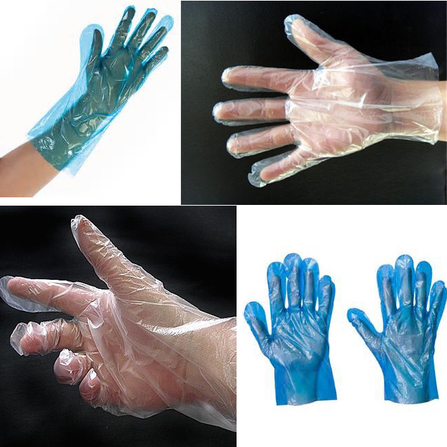 hdpe/ldp聚乙烯手套带挂头透明/蓝色食品级餐饮厨房园艺学校