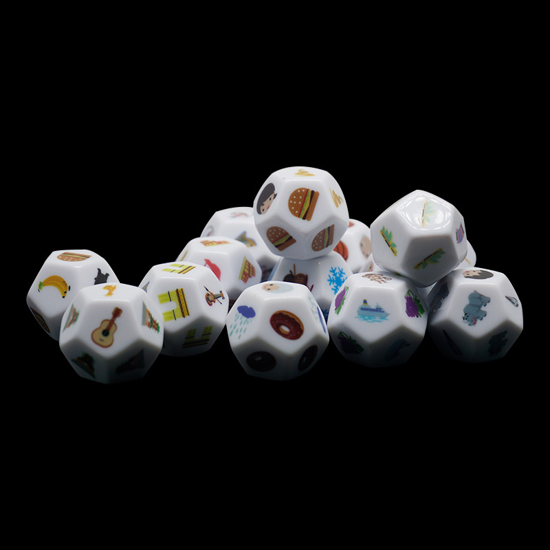 工厂直销 定制12面骰子彩色印刷 益智玩具游戏 礼品套装 玩具配件
