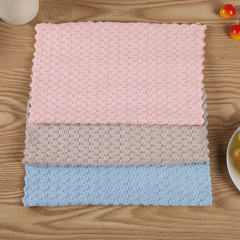 Household Kitchen Utensils Dishcloth Housework Clean Water Absorption Hand Towel Rag Tablecloth