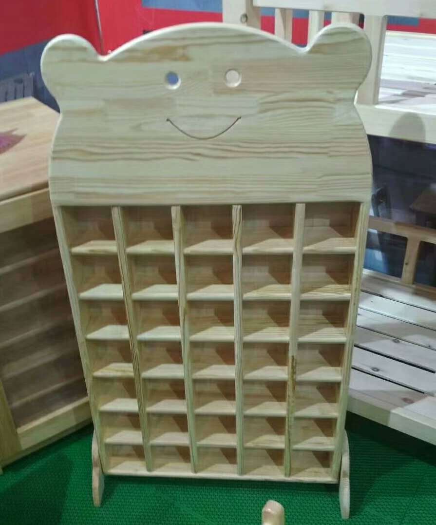 幼儿园专用口杯架毛巾架实木儿童水杯毛巾一体架木制茶水架茶水柜