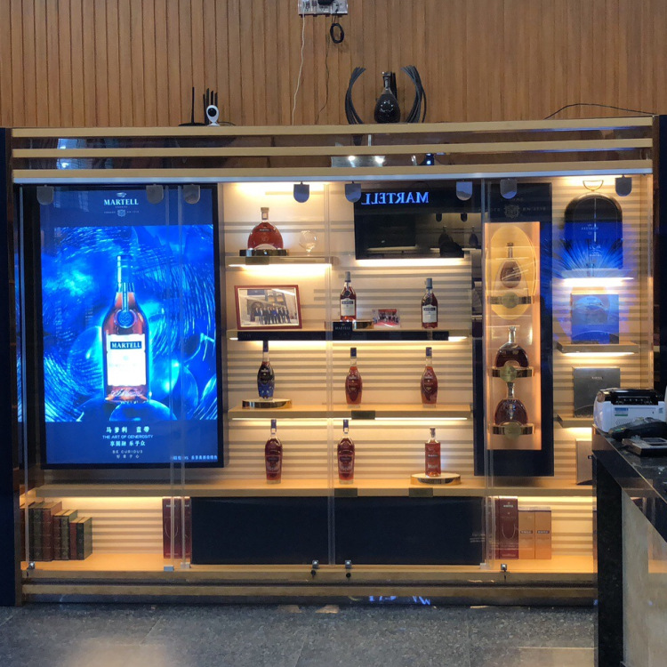 按尺寸定制马爹利洋酒展示柜时尚大气精品酒柜台烟酒展柜