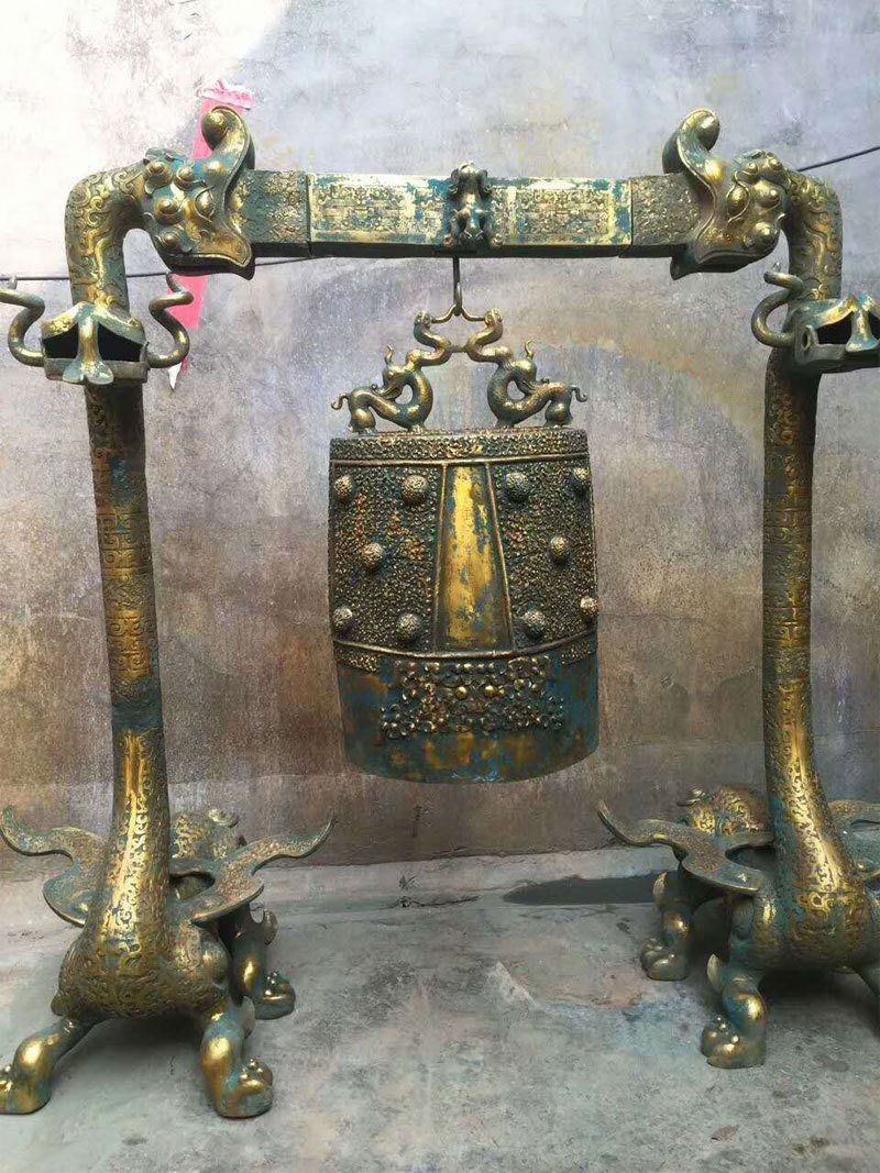 定制青铜器编钟仿古摆件古乐器 曾侯乙编钟编磬婚庆景区摆件道具