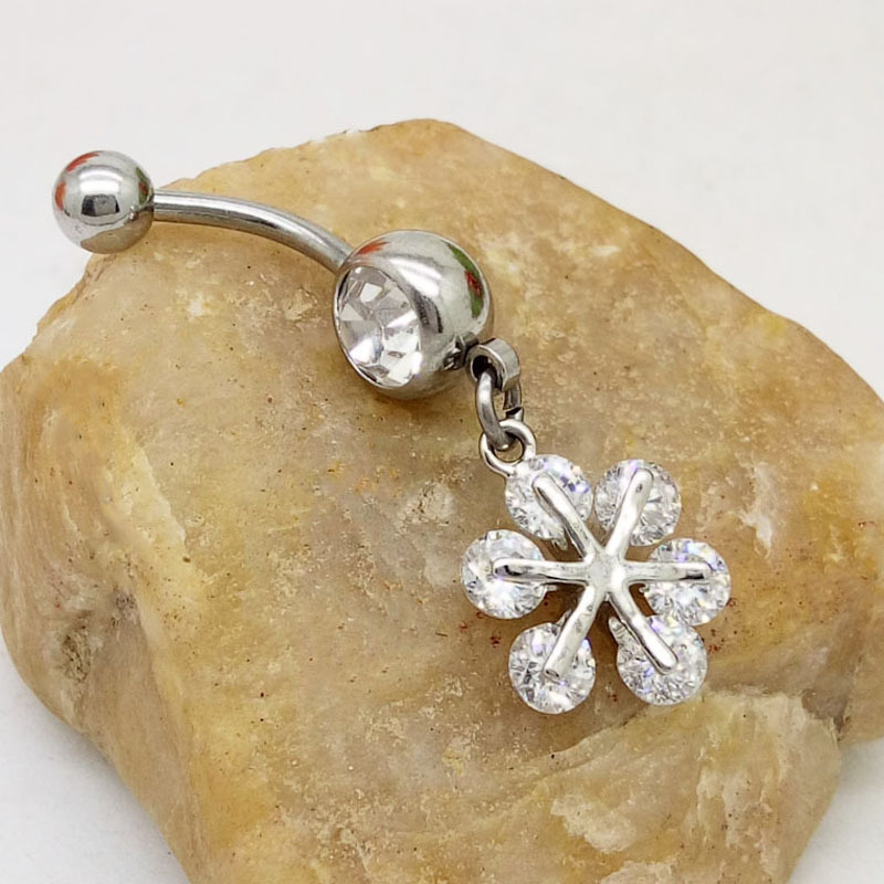 穿刺饰品脐环性感肚钉粗针脐扣雪花肚脐钉肚脐环医用钢防过敏脐钉