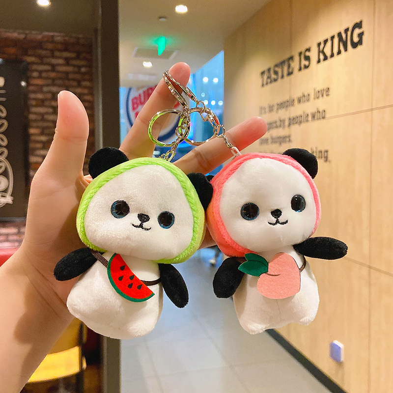 熊猫娃娃公仔车钥匙挂件玩偶情侣创意包包挂饰可爱书包毛绒钥匙扣