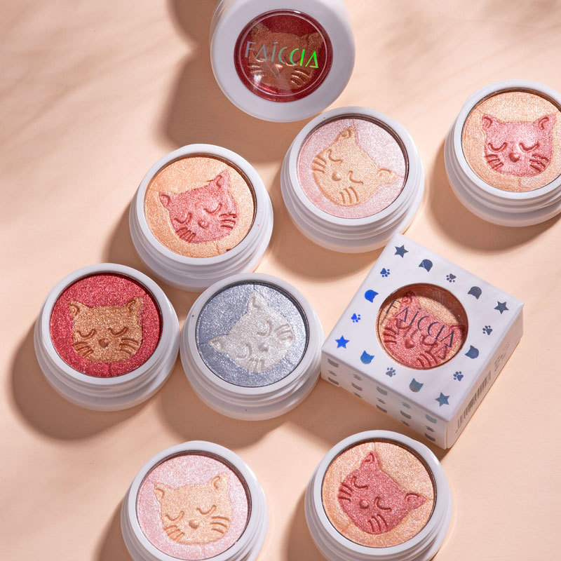 霏汐大地色珠光哑光单色扣盘猫咪眼影高光亮片国货彩妆双色眼影盘