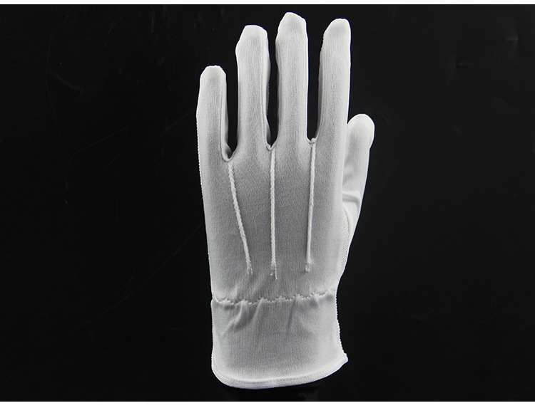 涤纶三筋点塑礼仪手套白色涤纶礼宾保安门卫文玩无尘车间防滑手套