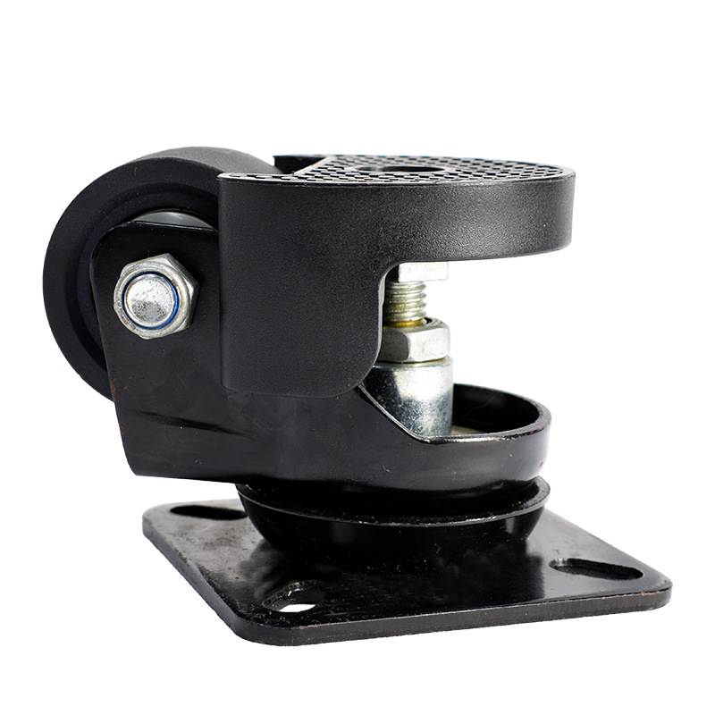 厂家直销2寸重型万向轮带脚杯尼龙脚轮低重心脚轮水平调节重型