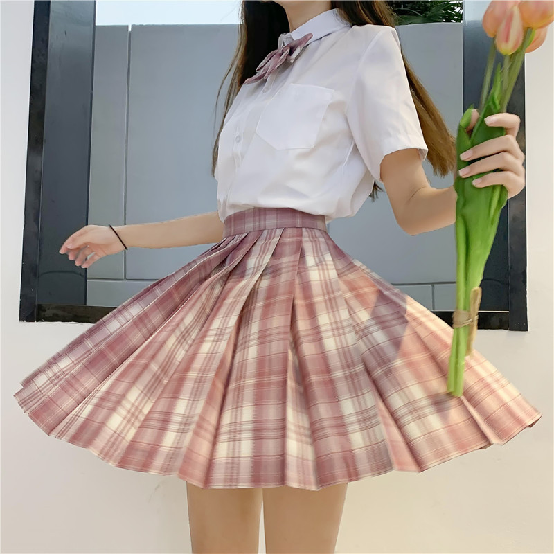 日系学院高腰格子少女心事百褶裙百折裙半身裙jk制服裙合集批发