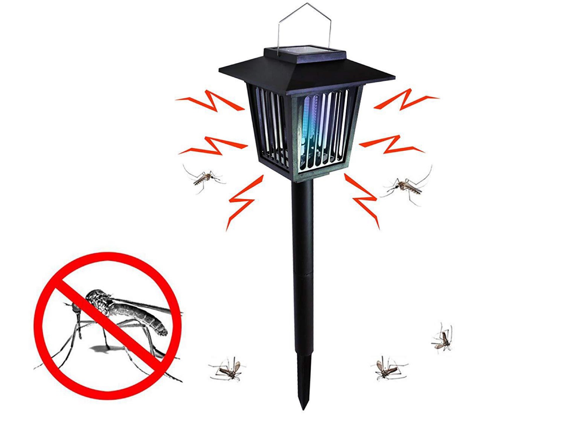 太阳能方形led电击灭蚊灯 户外路灯地插草坪灯庭院杀蚊灯 亚马逊