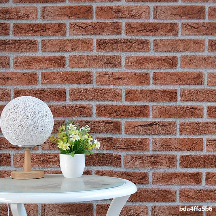 pvc墙纸自粘饭店餐厅砖纹仿古砖块背景墙红砖蓝砖块防水自贴壁纸