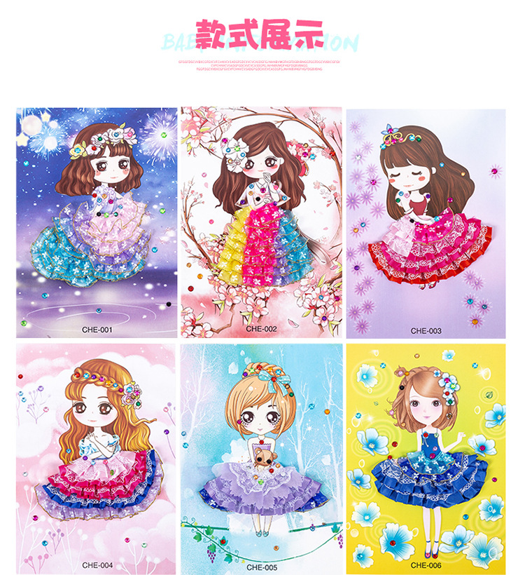 Popular DIY Handmade Children's Creative Stickers Princess Dress Kindergarten Handmade Combination Stickers Decorative